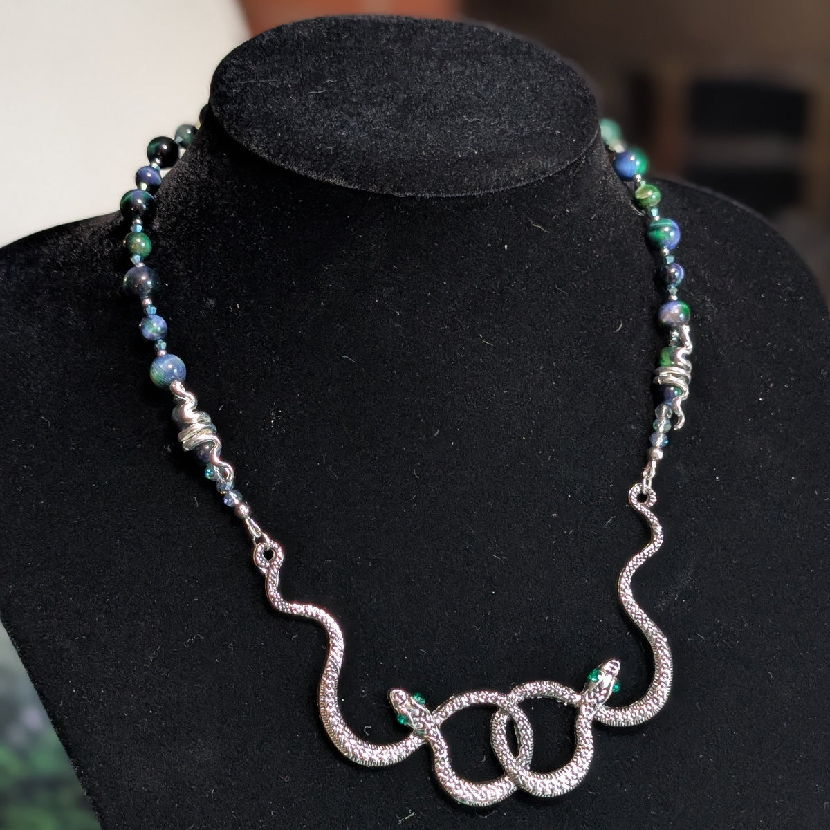 ✨Vipersheen✨ | Green Tiger's Eye Snake Statement Necklace