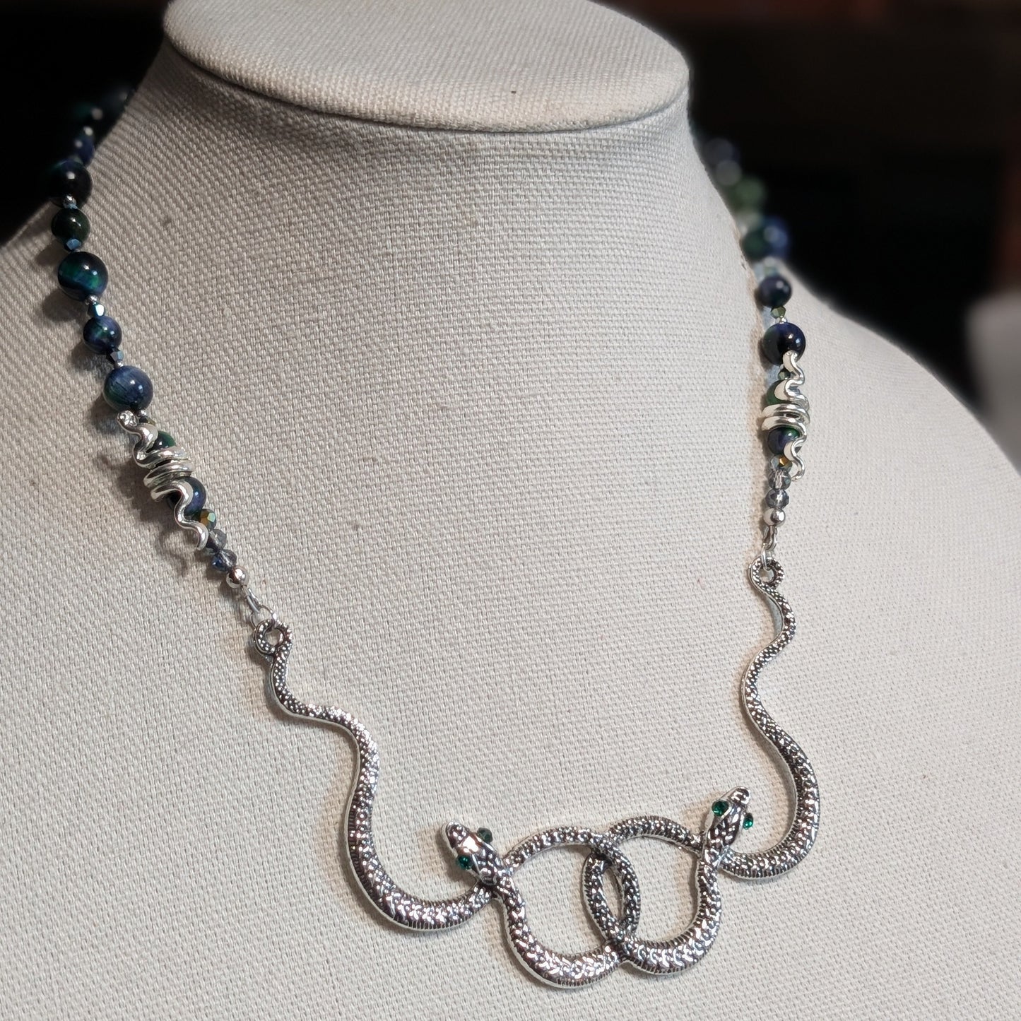 ✨Vipersheen✨ | Green Tiger's Eye Snake Statement Necklace