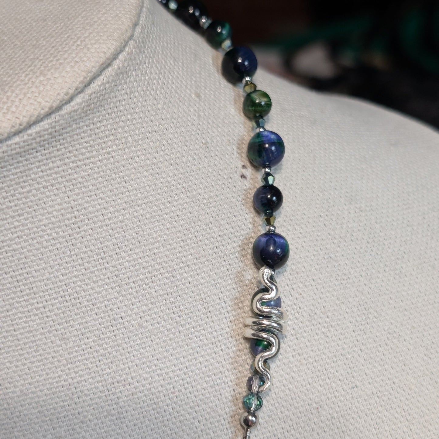 ✨Vipersheen✨ | Green Tiger's Eye Snake Statement Necklace