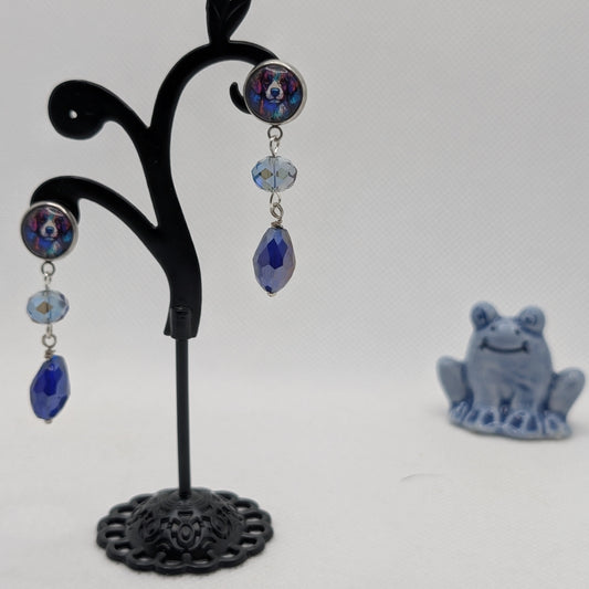 ✨The Bestae✨ | Animal Portrait Cabochon & Glass Drop Earrings