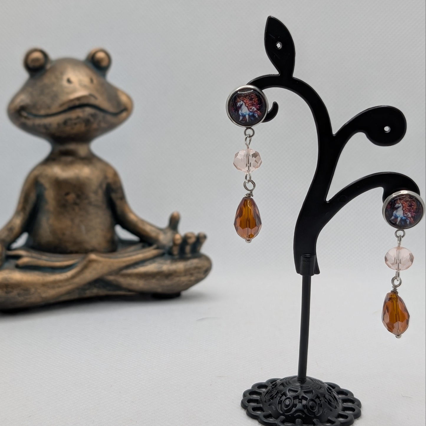 ✨The Bestae✨ | Animal Portrait Cabochon & Glass Drop Earrings