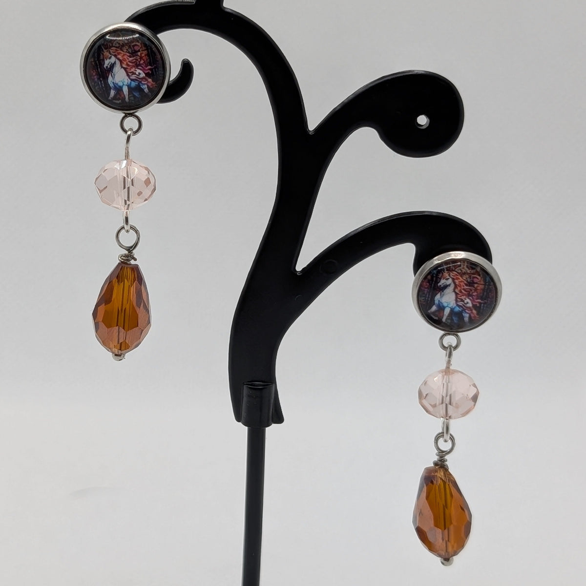 ✨The Bestae✨ | Animal Portrait Cabochon & Glass Drop Earrings