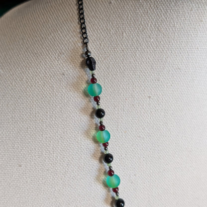 ✨Graveglow & Skullume✨ | Onyx & Garnet Glow-in-the-Dark Skull Necklace & Bracelet