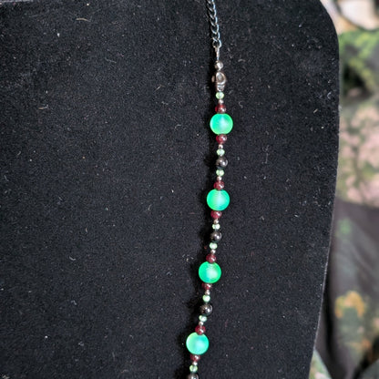 ✨Graveglow & Skullume✨ | Onyx & Garnet Glow-in-the-Dark Skull Necklace & Bracelet