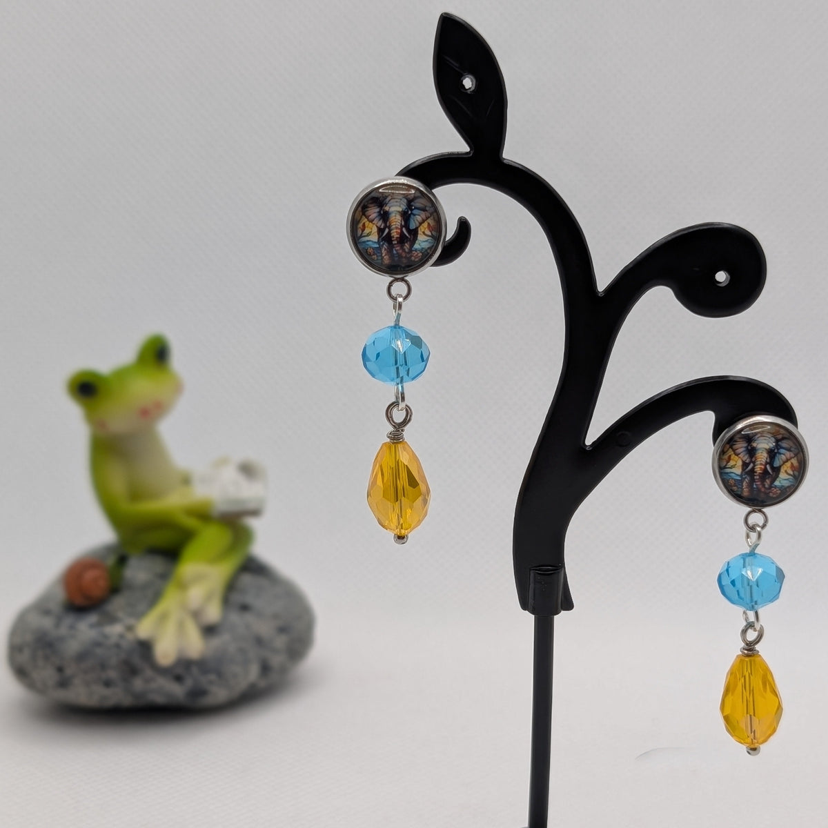 ✨The Bestae✨ | Animal Portrait Cabochon & Glass Drop Earrings