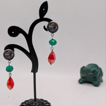 ✨The Bestae✨ | Animal Portrait Cabochon & Glass Drop Earrings