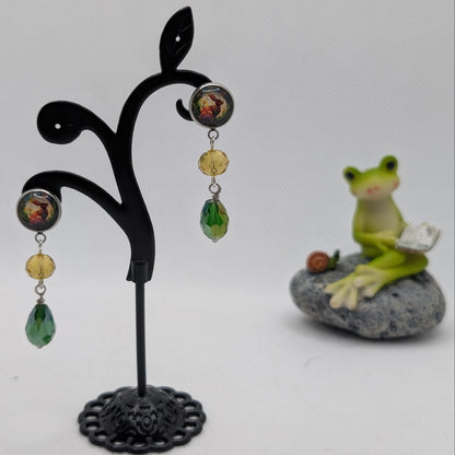✨The Bestae✨ | Animal Portrait Cabochon & Glass Drop Earrings