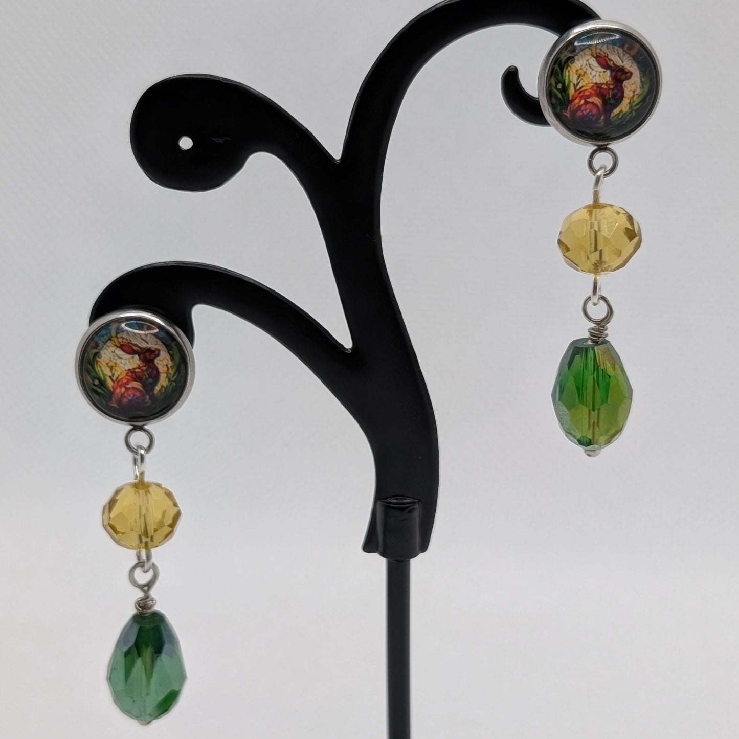✨The Bestae✨ | Animal Portrait Cabochon & Glass Drop Earrings