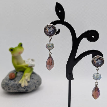 ✨The Bestae✨ | Animal Portrait Cabochon & Glass Drop Earrings