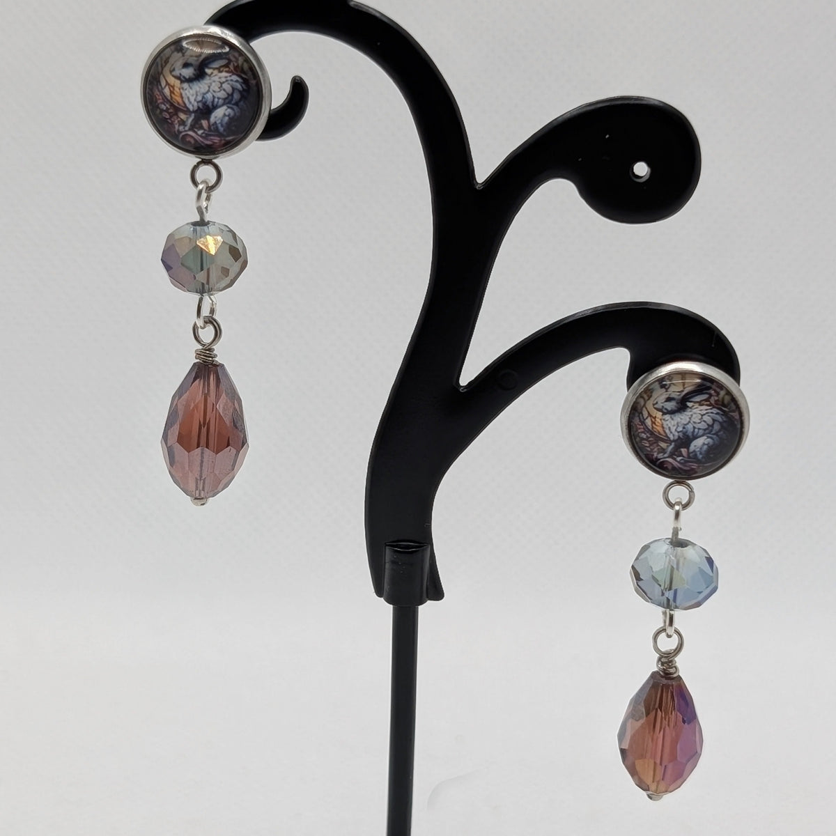 ✨The Bestae✨ | Animal Portrait Cabochon & Glass Drop Earrings