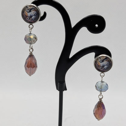 ✨The Bestae✨ | Animal Portrait Cabochon & Glass Drop Earrings