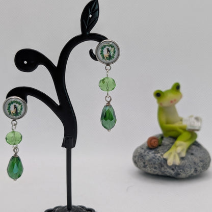 ✨Faeffigies✨ | Fairy Portrait & Faceted Glass Drop Earrings