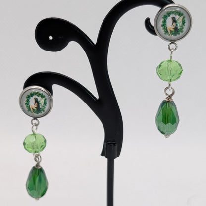 ✨Faeffigies✨ | Fairy Portrait & Faceted Glass Drop Earrings