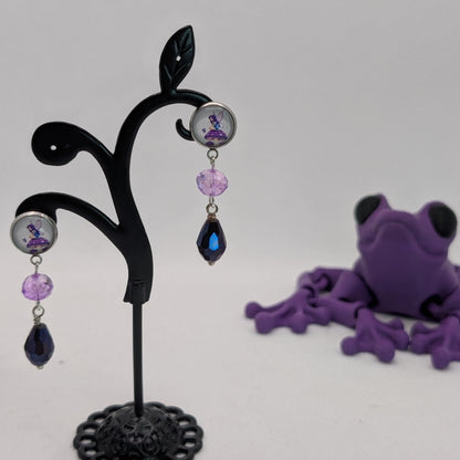 ✨Faeffigies✨ | Fairy Portrait & Faceted Glass Drop Earrings