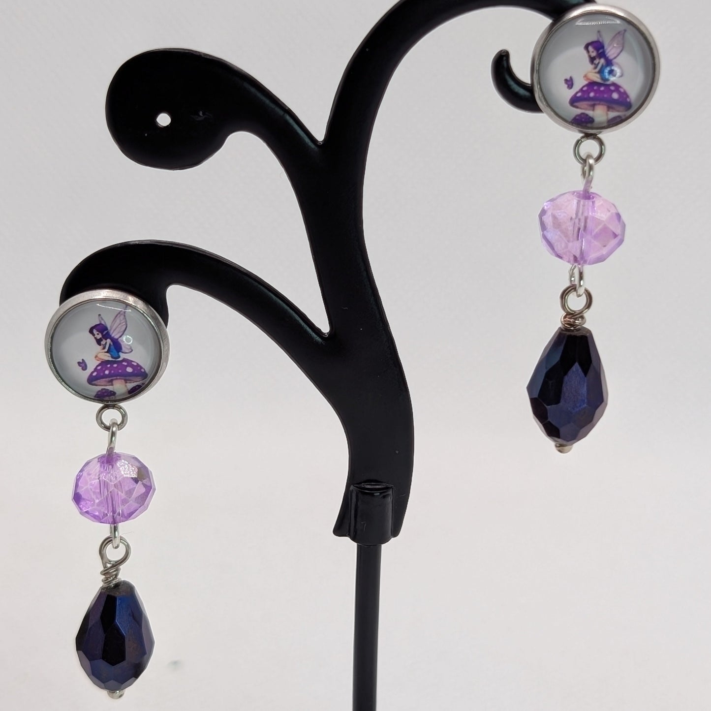 ✨Faeffigies✨ | Fairy Portrait & Faceted Glass Drop Earrings