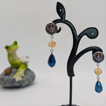 ✨Faeffigies✨ | Fairy Portrait & Faceted Glass Drop Earrings