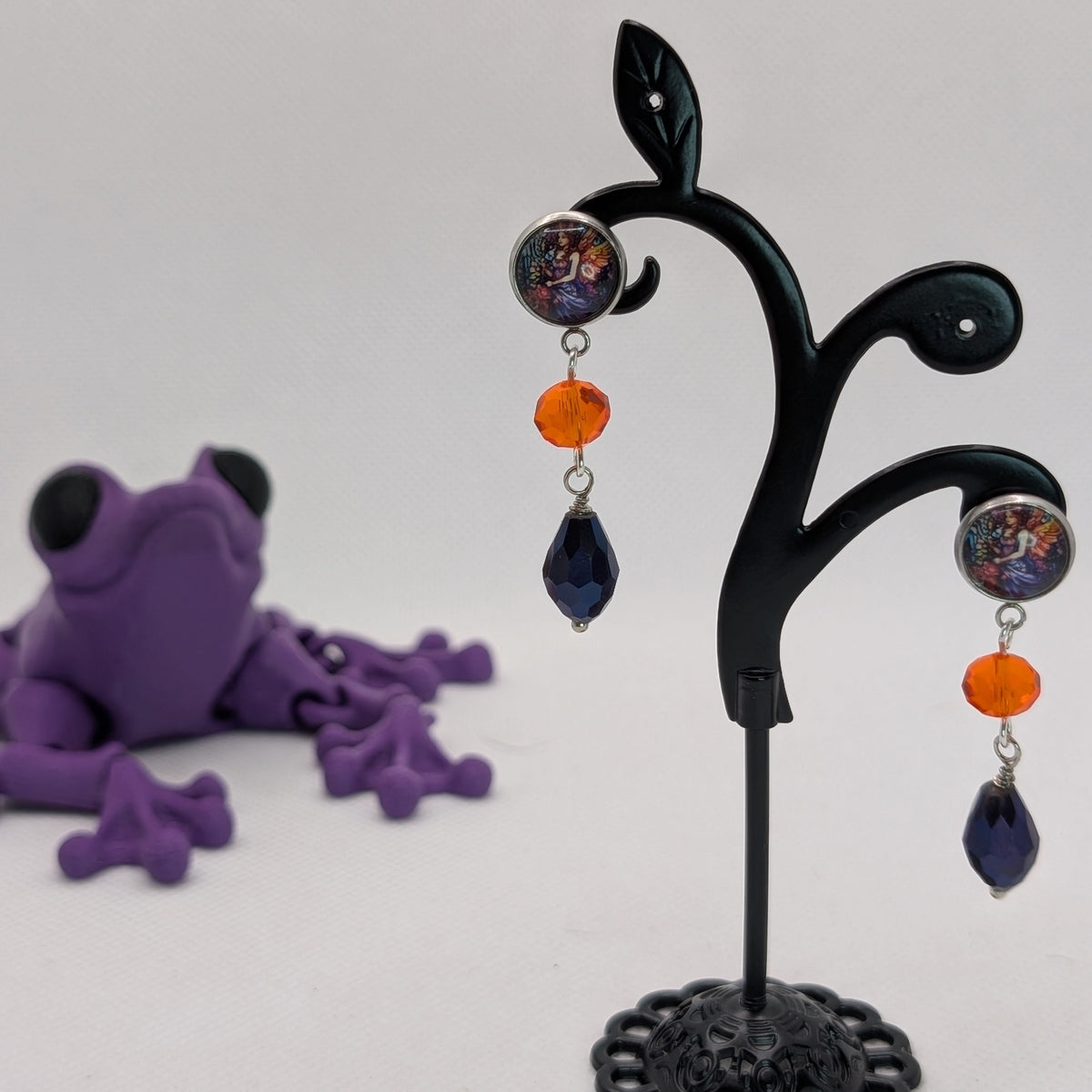 ✨Faeffigies✨ | Fairy Portrait & Faceted Glass Drop Earrings