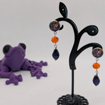 ✨Faeffigies✨ | Fairy Portrait & Faceted Glass Drop Earrings