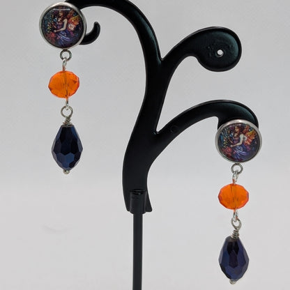 ✨Faeffigies✨ | Fairy Portrait & Faceted Glass Drop Earrings