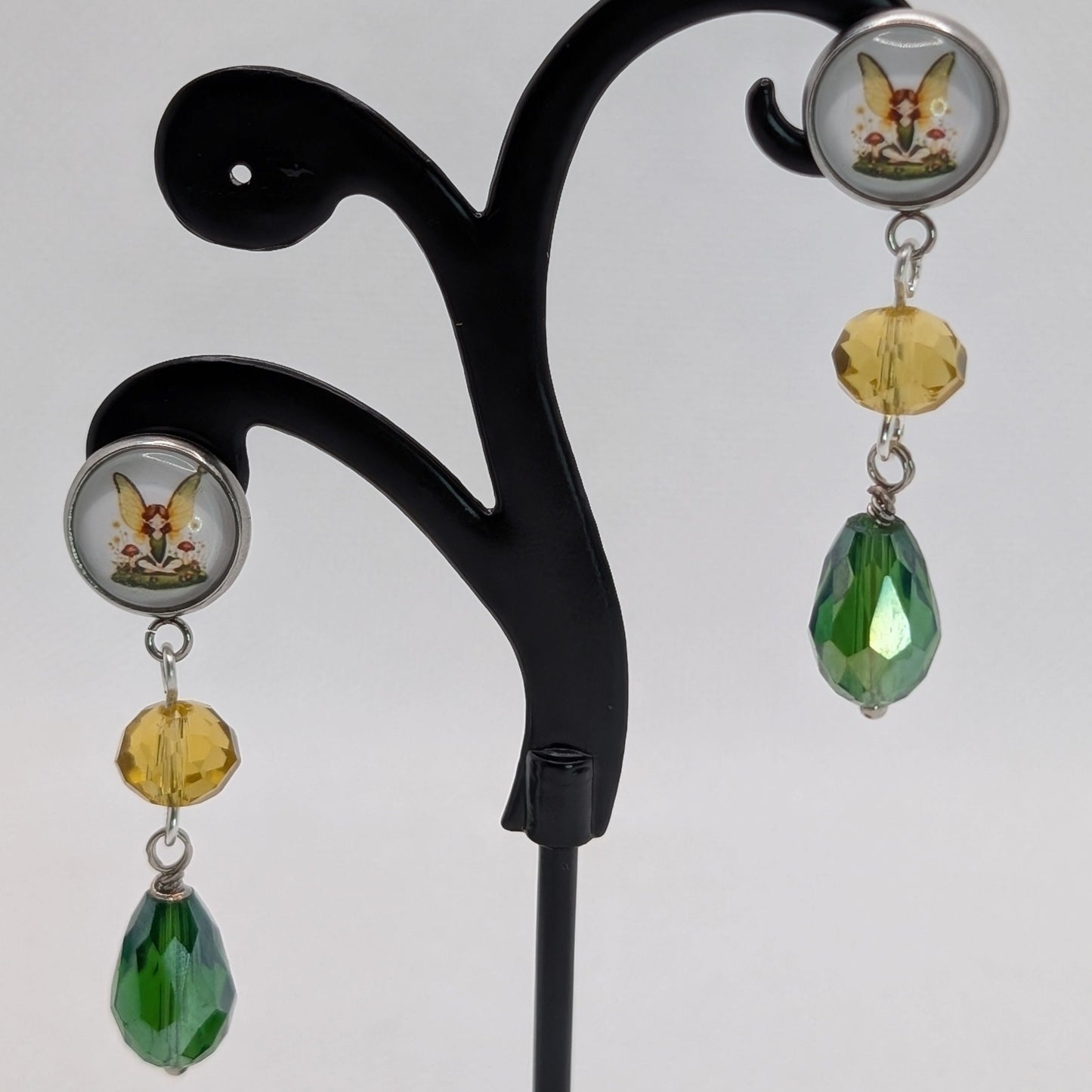 ✨Faeffigies✨ | Fairy Portrait & Faceted Glass Drop Earrings