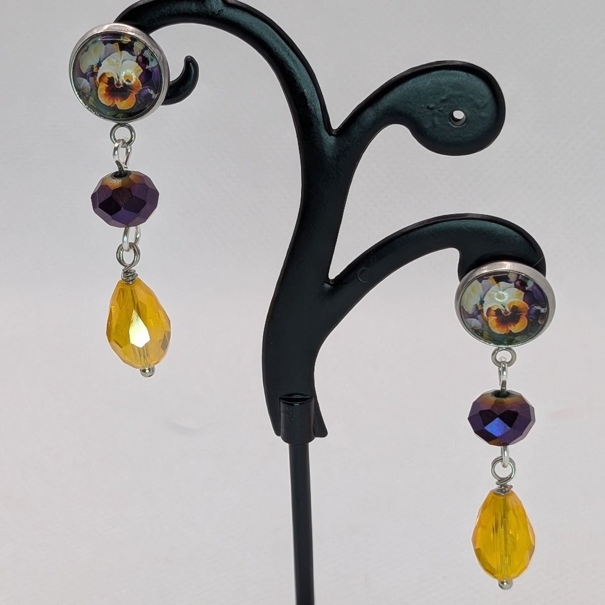 ✨Floriatures✨ | Botanical Portrait Floral Glass Drop Earrings