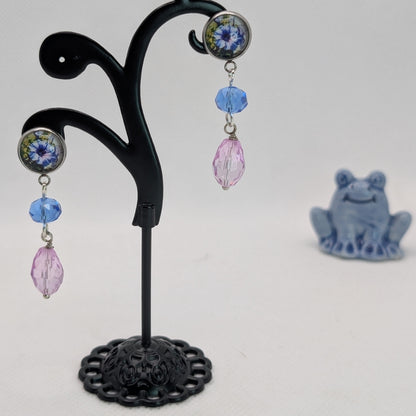 ✨Floriatures✨ | Botanical Portrait Floral Glass Drop Earrings