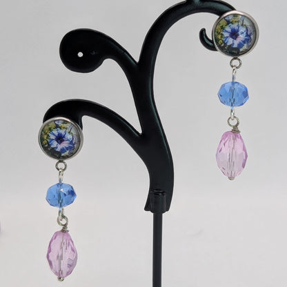 ✨Floriatures✨ | Botanical Portrait Floral Glass Drop Earrings