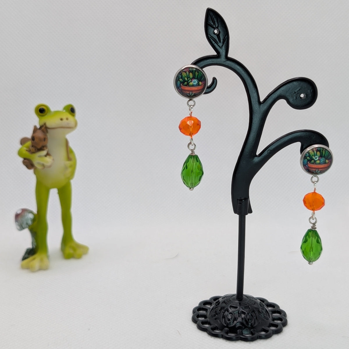 ✨Floriatures✨ | Botanical Portrait Floral Glass Drop Earrings