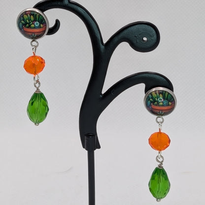✨Floriatures✨ | Botanical Portrait Floral Glass Drop Earrings