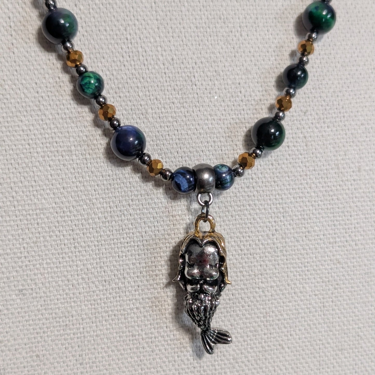 ✨Hoardolara✨ | Green Tiger’s Eye Mermaid Treasure Necklace