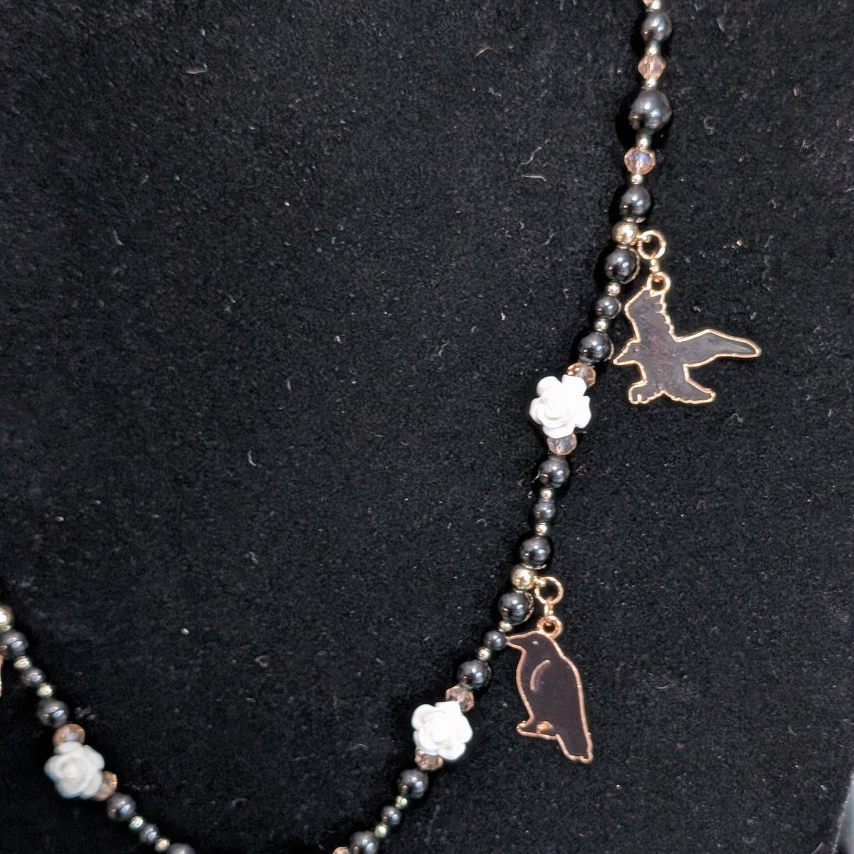 ✨Ravenant✨ | Onyx Raven & White Rose Gothic Necklace