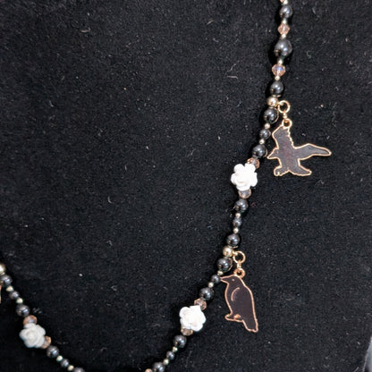 ✨Ravenant✨ | Onyx Raven & White Rose Gothic Necklace