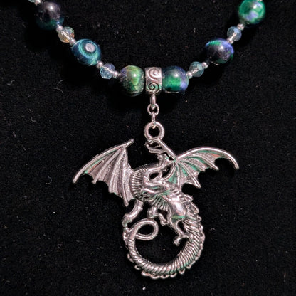✨Scaleguard✨ | Green Tiger’s Eye & Silver Dragon Gemstone Necklace