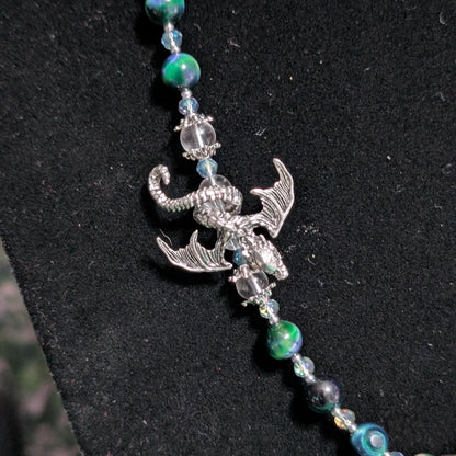 ✨Scaleguard✨ | Green Tiger’s Eye & Silver Dragon Gemstone Necklace
