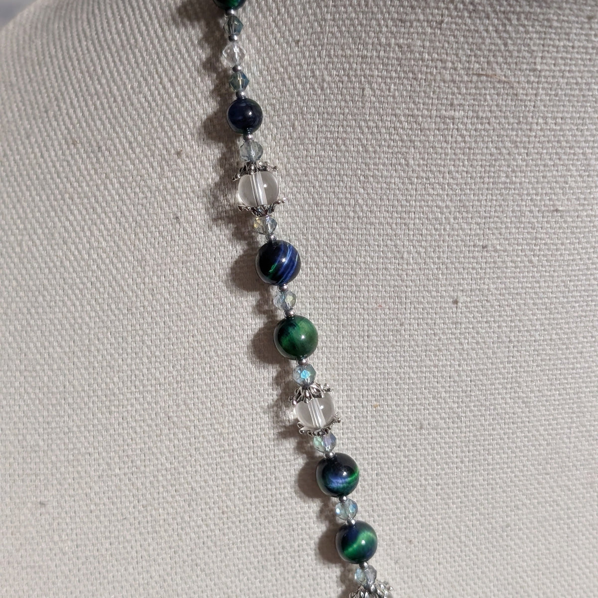 ✨Scaleguard✨ | Green Tiger’s Eye & Silver Dragon Gemstone Necklace