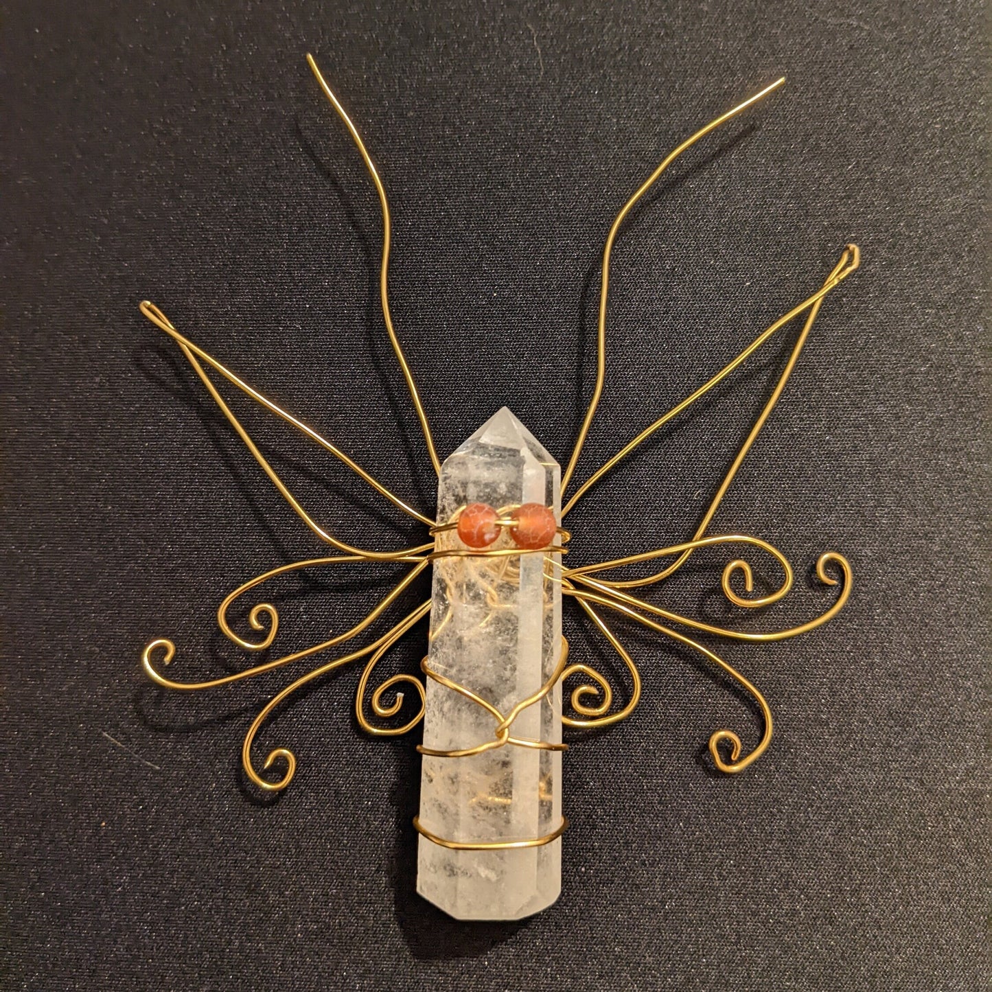 ✨Sunspire✨| Handcrafted Clear Quartz Fairy with Golden Wings