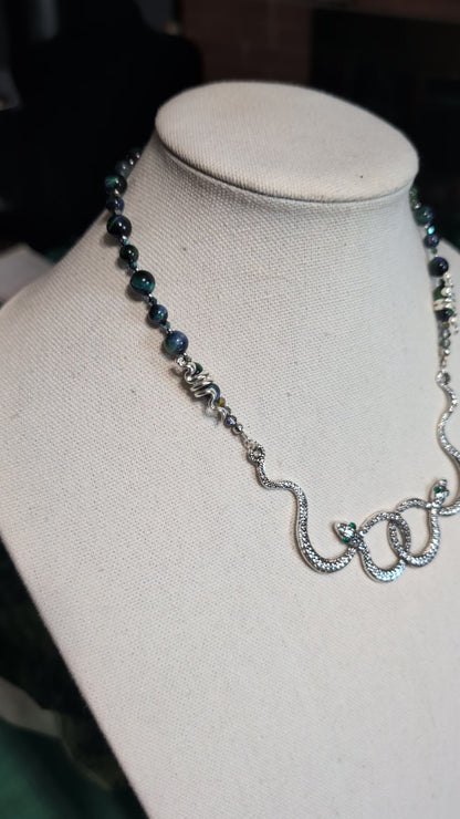 ✨Vipersheen✨ | Green Tiger's Eye Snake Statement Necklace