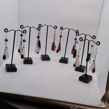 ✨Pendulithae✨ | Genuine Gemstone & Glass Chain-Cascade Earrings | 6 Variants