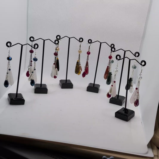 ✨Pendulithae✨ | Genuine Gemstone & Glass Chain-Cascade Earrings | 6 Variants