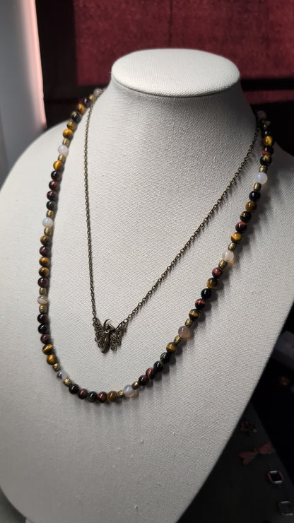 ✨Willowshade✨| Fairy Necklace – Red & Gold Tiger’s Eye with Agate